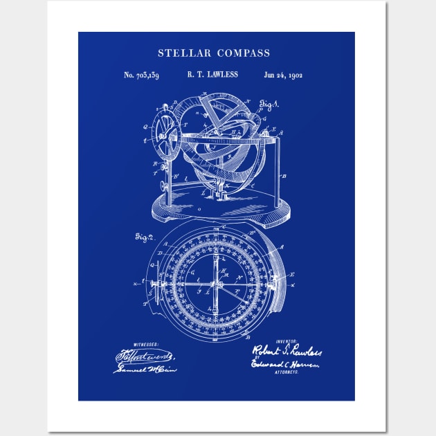 Stellar Compass 1902 Patent Invention Wall Art by MadebyDesign